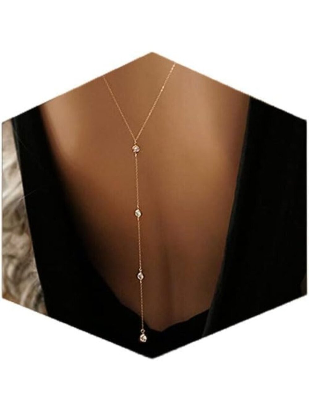 Elegant Crystal Back Necklace for Weddings - Gold Bridal Jewelry for Women